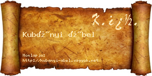 Kubányi Ábel névjegykártya
